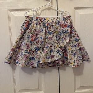 Gap kids pale yellow ruffle skort with colorful flowers size XL